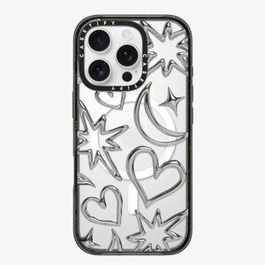Casetify Chrome Silver Scribbles iPhone 15 Pro MagSafe White Black Clear New OS